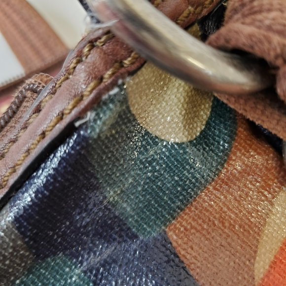 FOSSIL KEY-PER Floral Retro Coated Canvas 10''X10''  Crossbody Purse Bag. - Picture 7 of 11